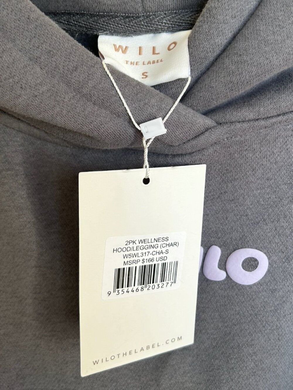 WILO THE LABEL Wellness Club 2pc Set Hoodie & Legging Charcoal Gray XS NWT $166 - Picture 5 of 9